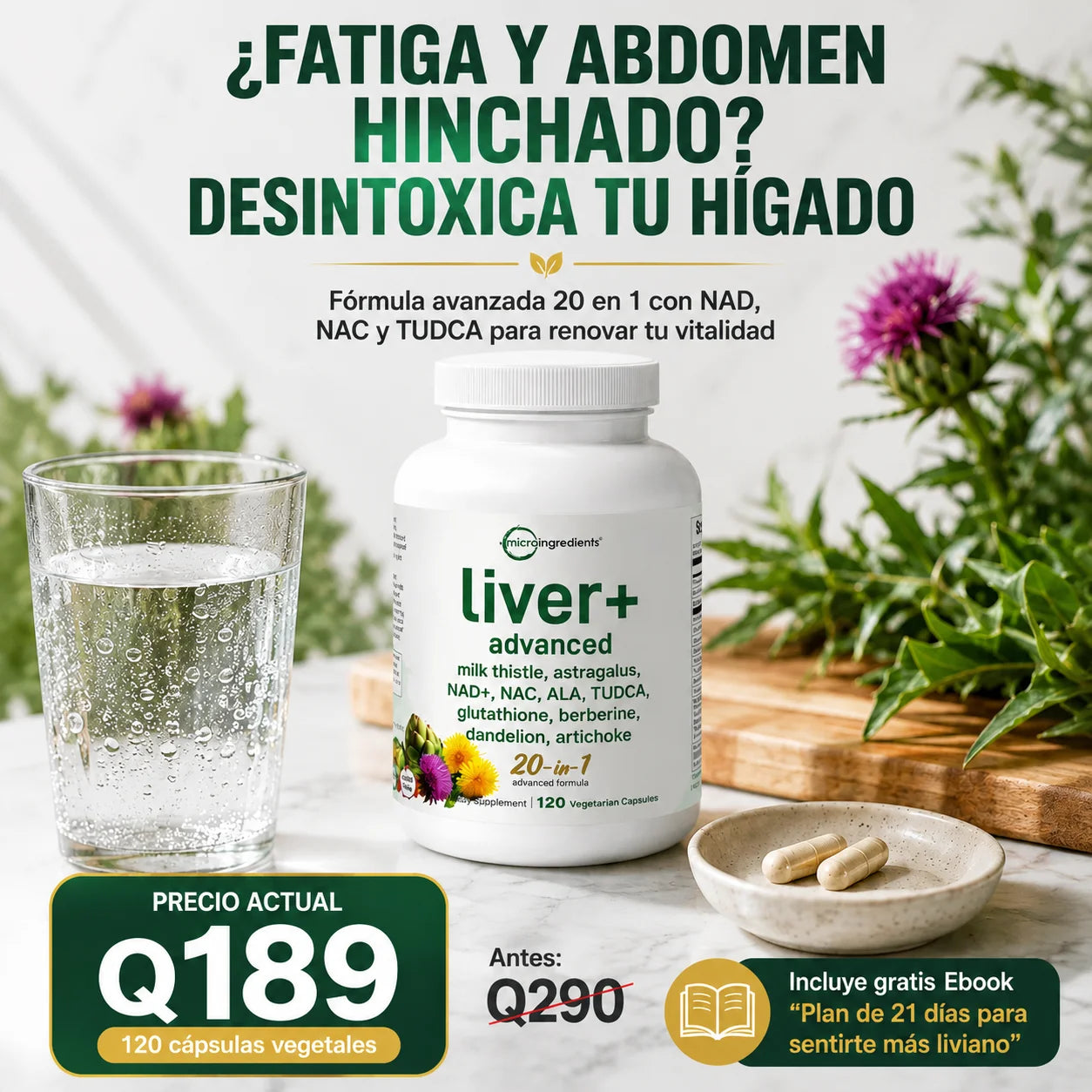 Tu hígado se cansa. 20 ingredientes 1 cápsula