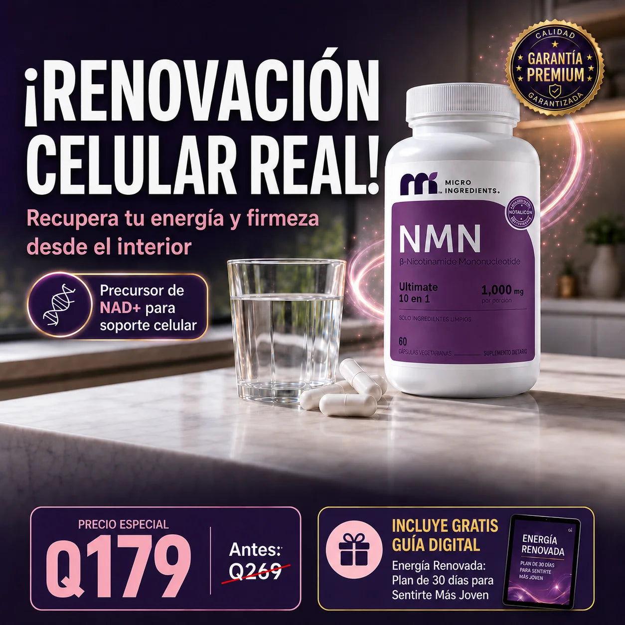 Complejo NMN 10 en 1 Recupera la energía de tus 30 🧬