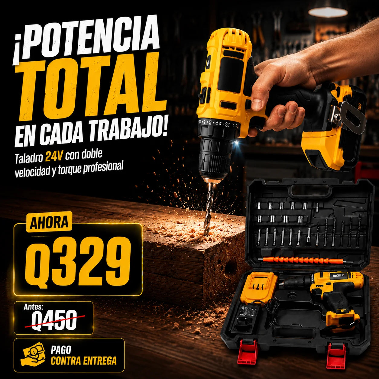 Kit Taladro Inalambrico Destornillador + brocas