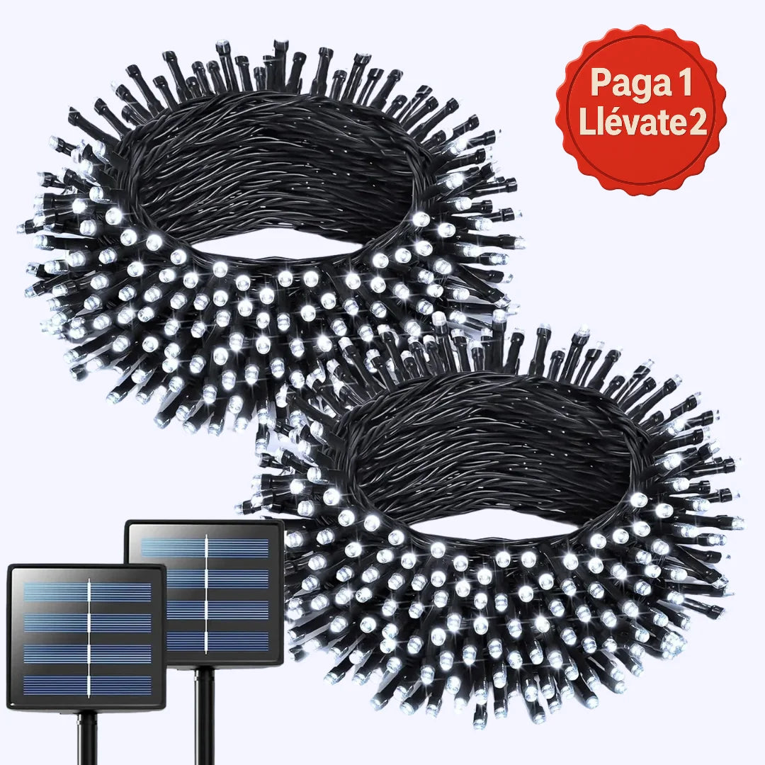 Paga 1 lleva 2: Luces solares Ecobrillo Navideño 10 metros