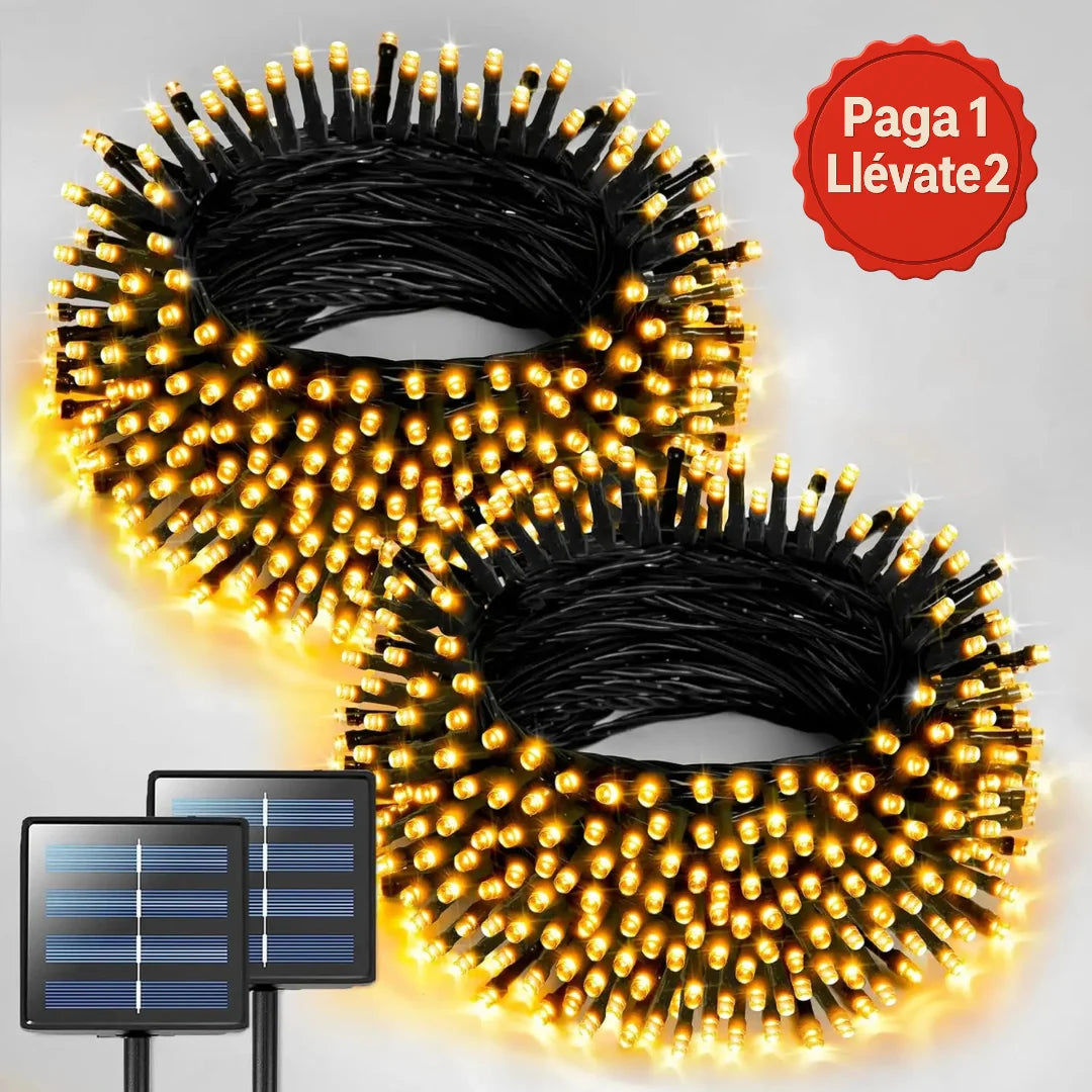 Paga 1 lleva 2: Luces solares Ecobrillo Navideño 10 metros