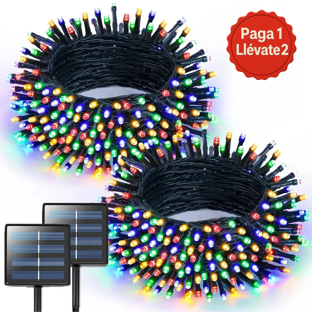 Paga 1 lleva 2: Luces solares Ecobrillo Navideño 10 metros