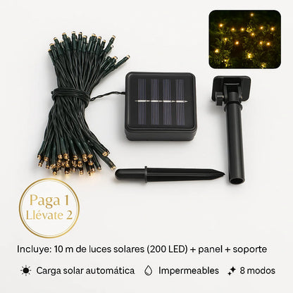 Paga 1 lleva 2: Luces solares Ecobrillo Navideño 10 metros