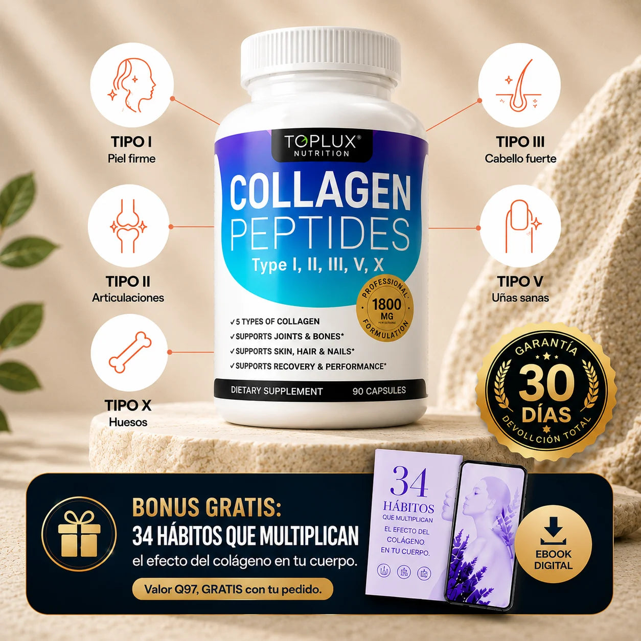 Los 5 tipos de colágeno que tu cuerpo necesita