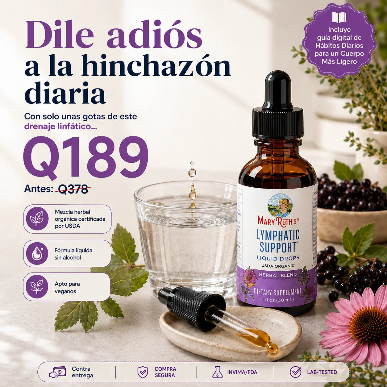 Soporte Linfático Gotas Mary Ruth™ 30ml