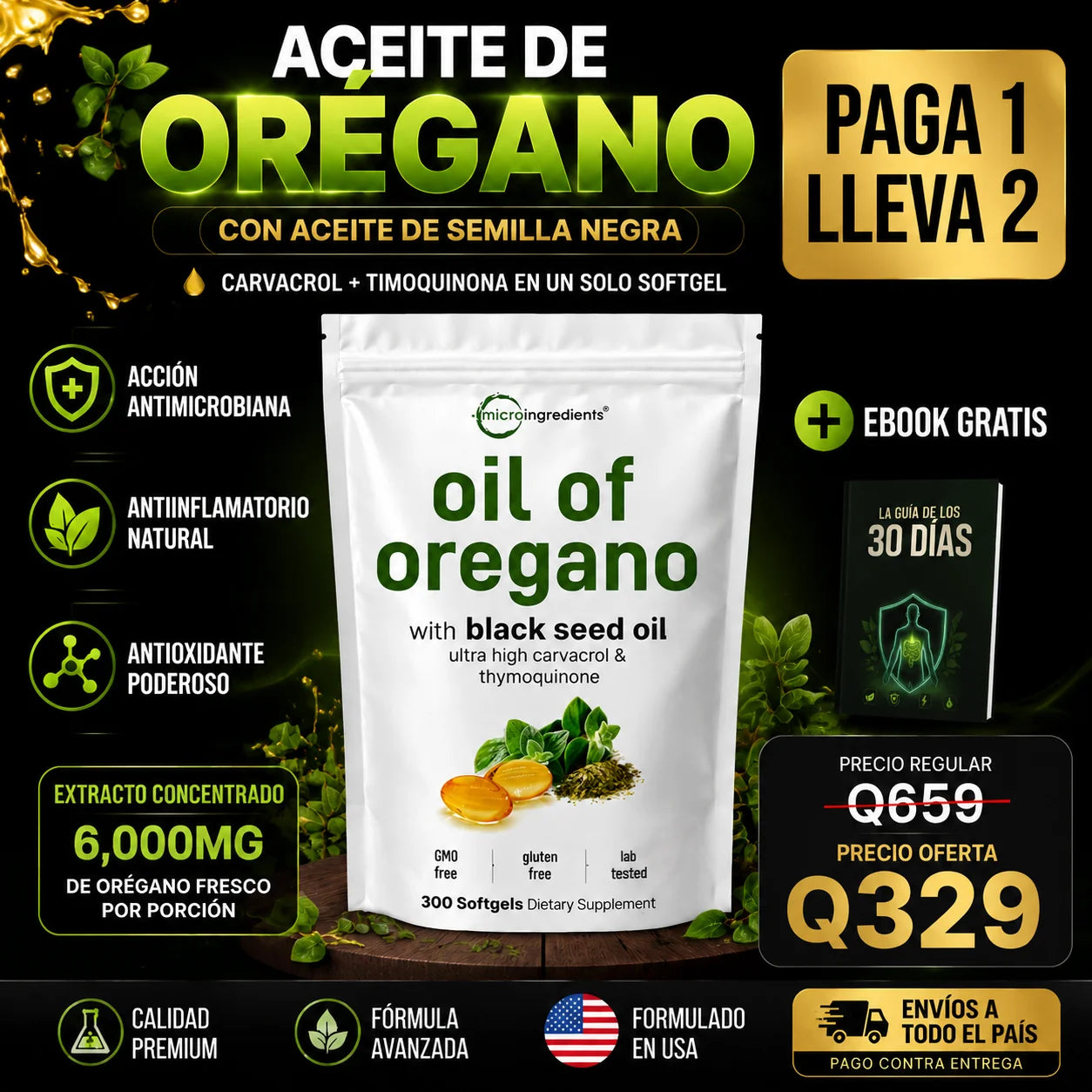 Aceite de orégano en cápsulas blandas 🌱